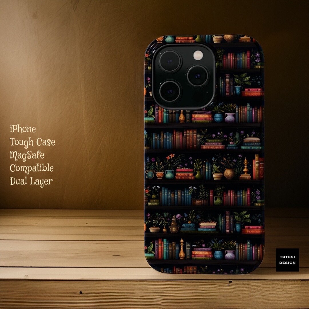 Mini Bookcase Magsafe Compatible Dark Goth Aesthetic iPhone Case Trendy