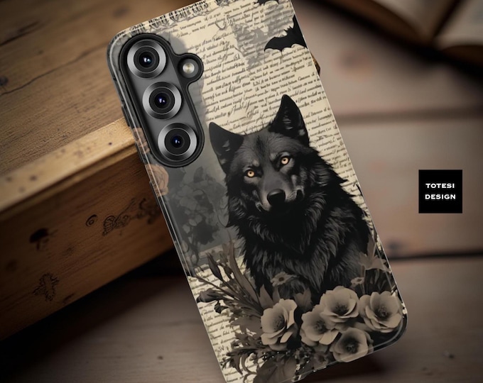 Gothic Wolf Phone Case: Vintage Style, Dual Layer Protection