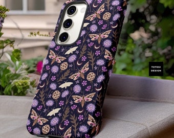 Purple dark moth Samsung S24 S23 S22 S21 Plus, Ultra iphone 15 14 13 12 Plus Pro Max Mini tough cases | Matte or Glossy