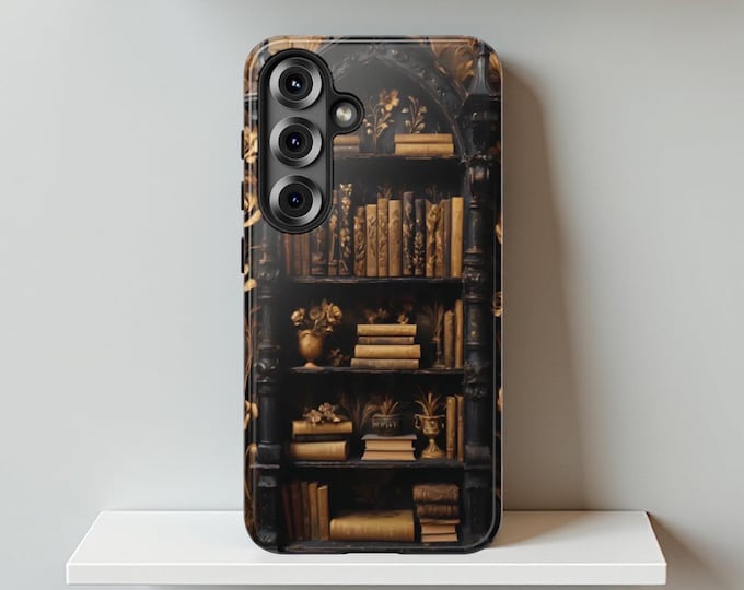 Vintage  Bookshelf bookish Samsung Google iPhone Case, Tough Case for Samsung Galaxy & iPhone, Vintage Style, Book Worm Gift, Literary