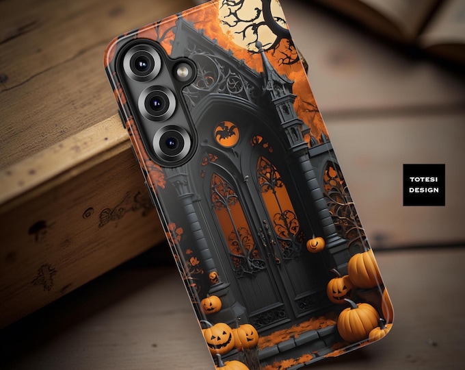 Gothic Halloween iPhone Case: Spooky Gate, Pumpkins - Dual Layer Protection