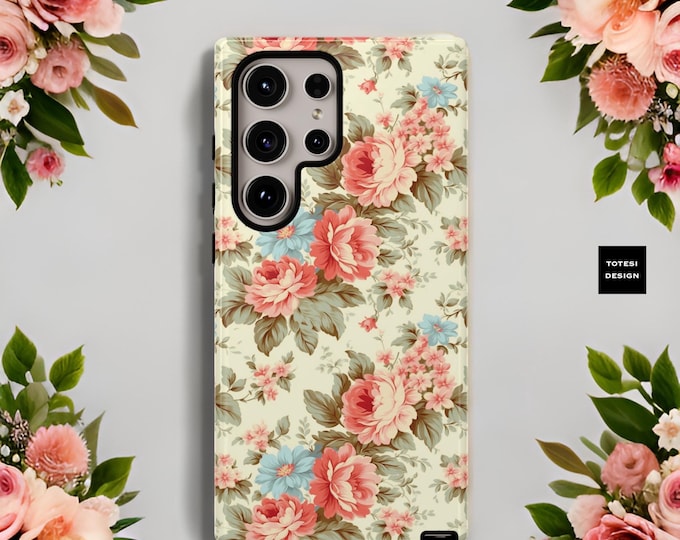 Floral pretty Phone cases her Vintage Shabby Chic iPhone 16 15 14 13 12 Pro Max Plus, Samsung Galaxy S25, S22, S23 S24 Plus Ultra