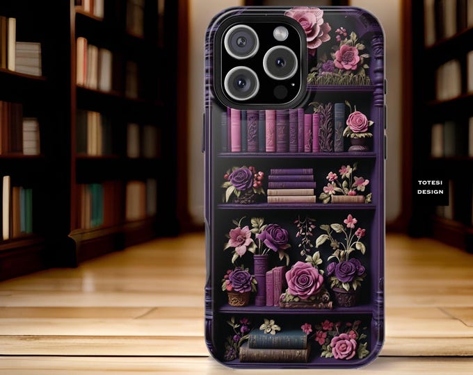 Bookish Bookworm Goth Dark Academia iPhone Magnetic Tough Case, Cute Goth Comp Charging Case, Tough Phone Cover 16 15 14 13