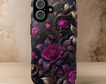 Gothic Floral Tough Phone Case: iPhone & Galaxy, Glossy or Matte