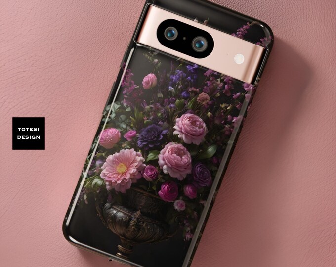 Dark Academia flower art Google Pixel Dual layer sturdy phone case 9 8 7 6 5 Pro Glossy or Matte