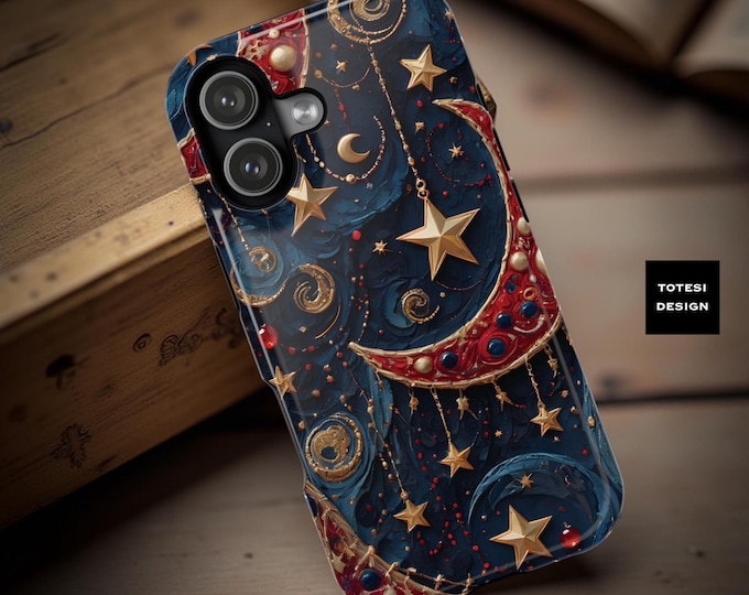 Celestial Moon Stars iPhone 17 16 15 14 Case: Abstract MagSafe Magnetic Cover