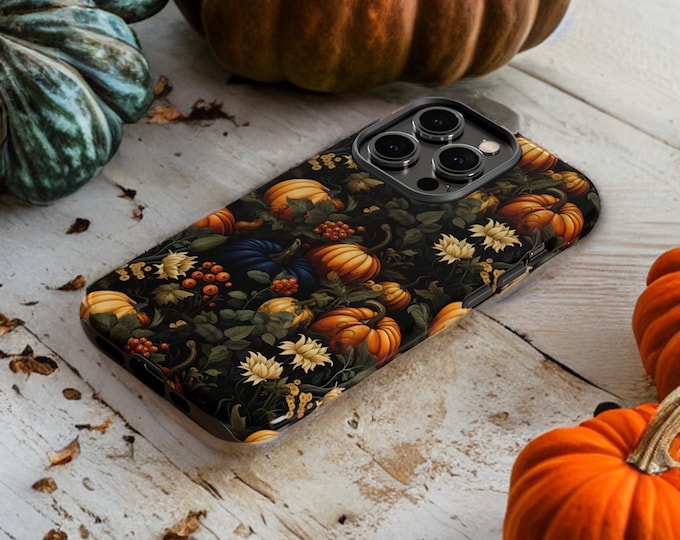 Fall Flowers Boho iPhone tough case | floral pumpkin aesthetic| iPhones 11 12,13,14 Pro, Plus, Pro Max, Mini | Glossy or Matte