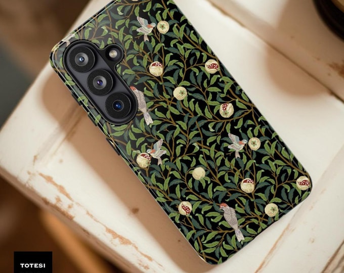 Botanical Bird Tough Phone Case: Green Nature Design