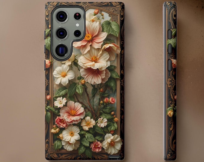 Samsung Galaxy Phone Case, Flower Boho Chic Protective Cover for Samsung S25 S24  iPhone, Birthday Gift Her, Trendy Floral Tech Accessory