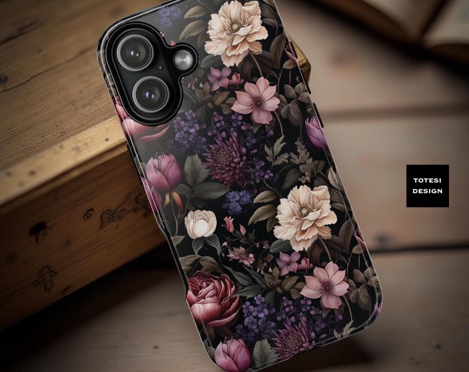 Boho Dark Floral Phone Case: Gothic Academia Style