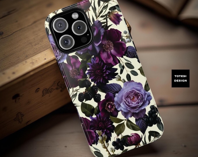 Ivory Purple flowers phone case iPhone and Samsung phone protection covers