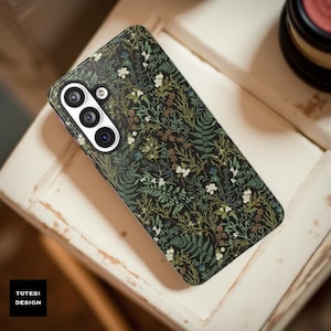 Green Botanical Ferns Phone Case: Nature Inspired Tough Dual Layer Case.