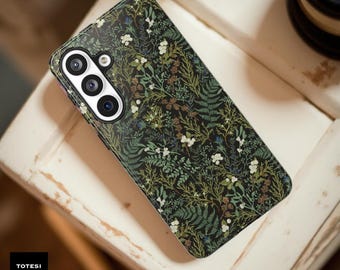 Green Botanical Ferns Phone Case: Nature Inspired Tough Dual Layer Case.
