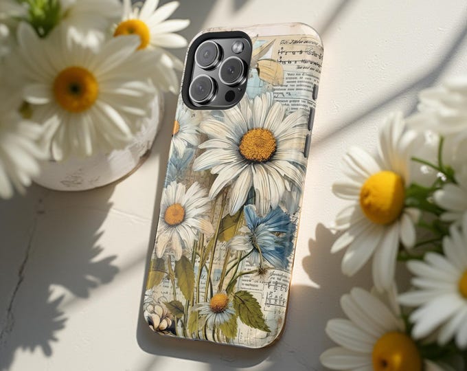 Preppy MagSafe iPhone case, flowers vintage style daisies pastel vintage style,  Cute MagSafe iPhone Case, 16 15 14 13 Pro Max Plus
