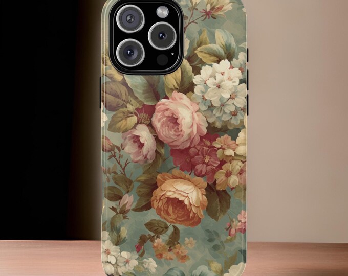 Soft pastel floral tough phone cases |Samsung S25 S24 S23 S22, S21 Plus, Ultra| iPhone 16, 15, 14 13 12 Pro Max Plus | Google |Glossy Matte