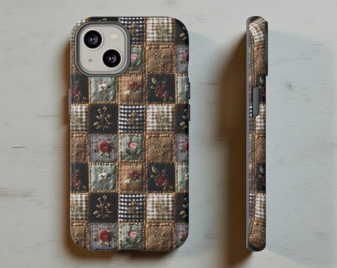 Vintage Patchwork Quilt Phone Case | Floral Checkered iPhone Cover