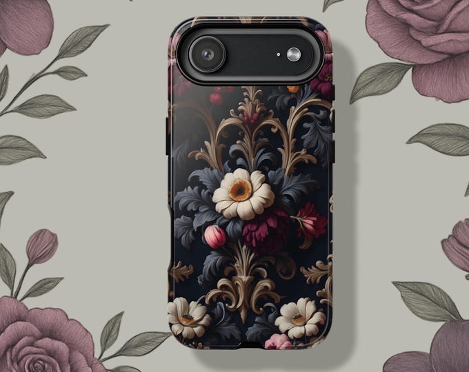Dark Floral Rococo Phone Case: Samsung & iPhone, Glossy or Matte