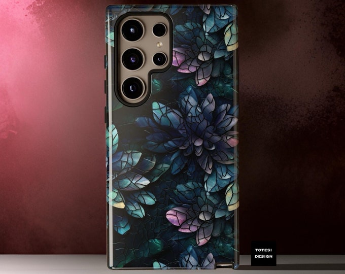 Floral Dark Mosaic Art Aesthetic | Samsung Galaxy Tough Case S24 S23 S22 S21 Plus Ultra| ornamental Victorian Gothic | Glossy or Matte