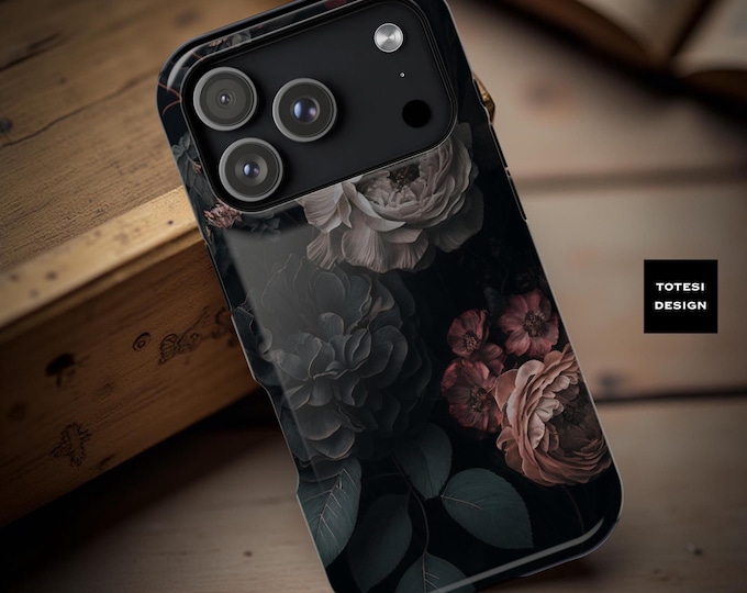 Dark Floral Magnetic iPhone Tough Case: Protective, Impact-Resistant