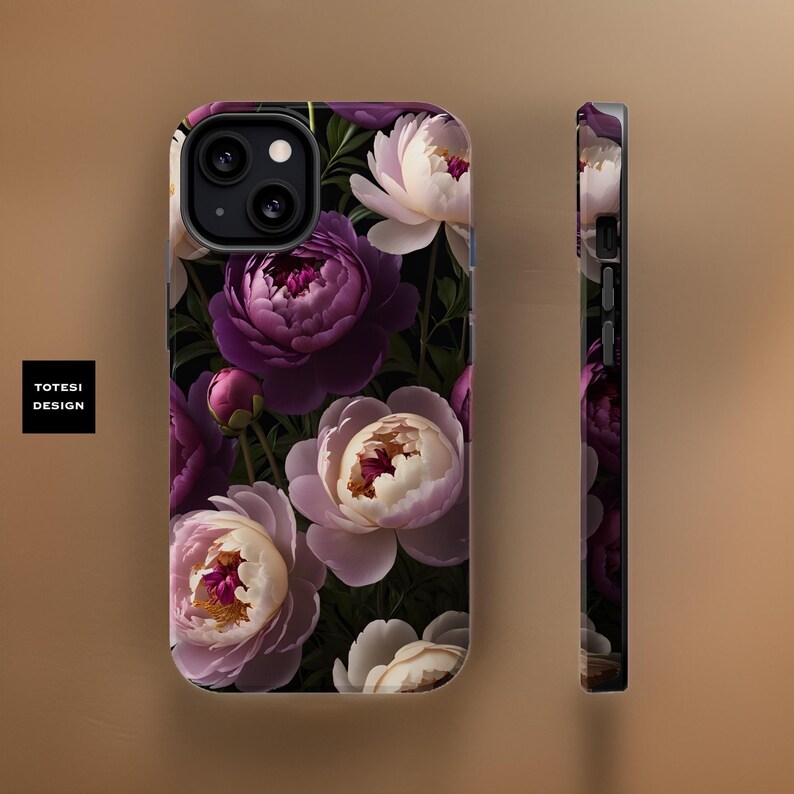 Dark Floral Peonies iPhone Case Dual Layer Tough Case Bold