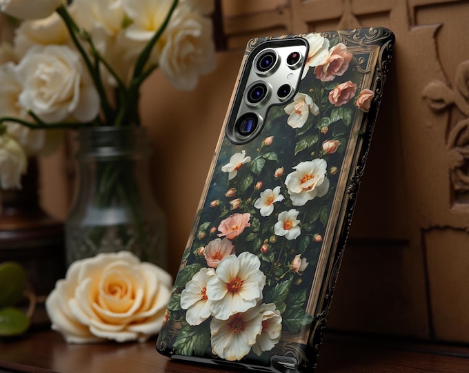 Art Nouveau Floral Phone Case: Impact Resistant, Dual Layer Protection