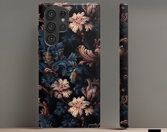 Floral Samsung Galaxy Case: Dark Swirl Foliage, Tough Dual Layer