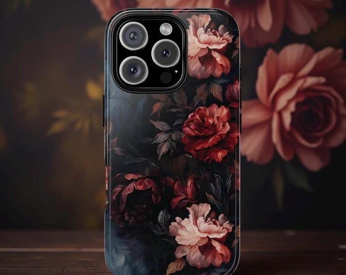 Gothic Floral Tough Phone Case | Dark Academia Style