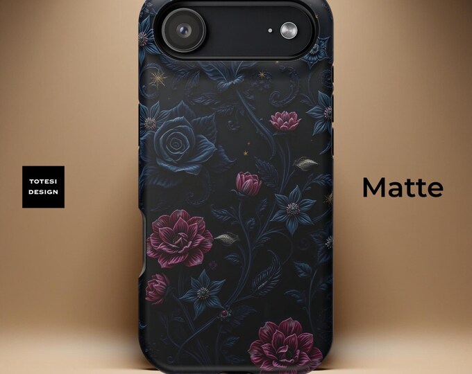 Dark Academia Floral iPhone Case: Celestial Swirls, MagSafe Compatible