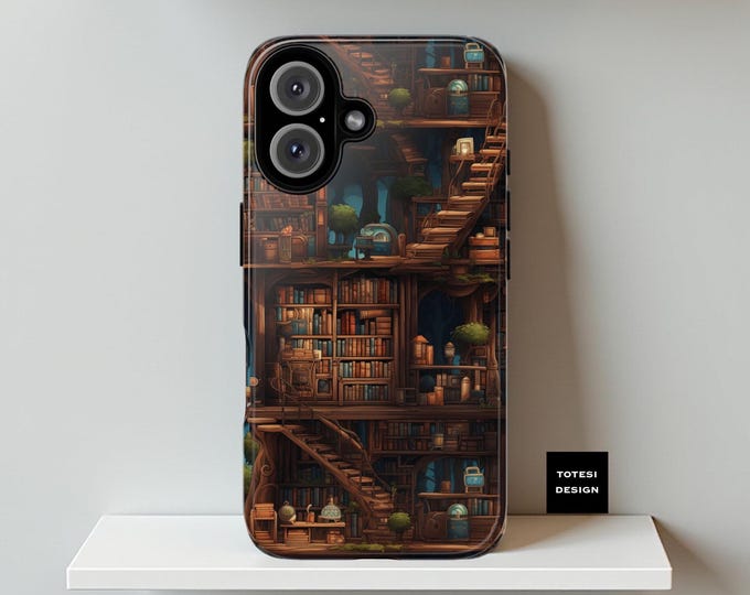 Gothic Library Tough Cases, Whimsical Bookshelves Aesthetic, Samsung S24 S23 S25 Ultra Plus, iPhone 16 15 14 13 12 11 Pro Max, Magical