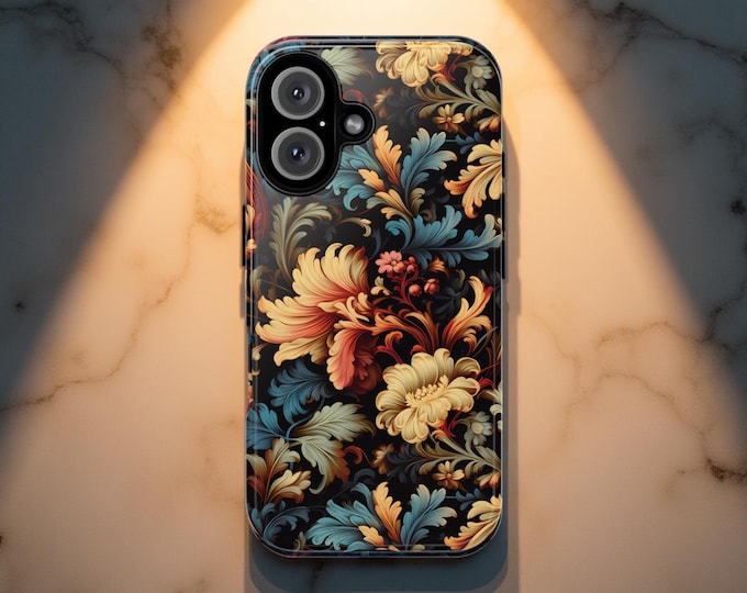 Vintage bohemian floral Samsung Galaxy , iPhone 16 -11 Tough Case S25 S24 S23 S22 S21 Plus Ultra| Glossy or Matte