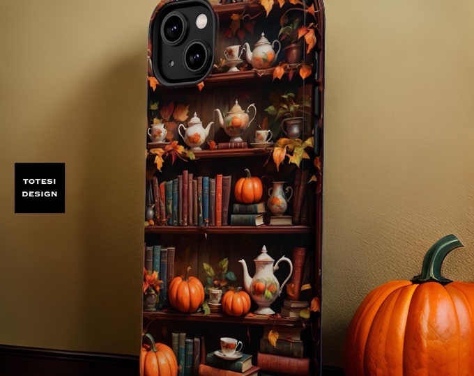 Cute Fall Literary Bookcase Magnetic iPhone case Dark Academia aesthetic  - 13 14 15 16 Pro Max Plus Mini Glossy Matte Book lover gift