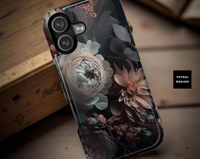 Dark floral academia gothic MagSafe magnetic iPhone tough case 17 16 15 14 13