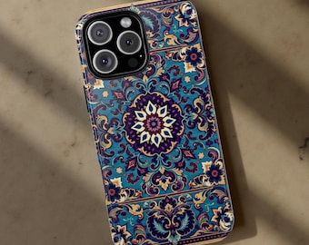 Boho Blue Ornate Hippie Chic Pattern Tough Phone Case | iPhone 11 12 13 14 15 16 17