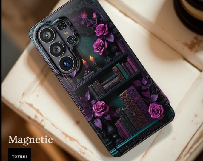 Goth Dark Romantic Books  Dark floral Academia iPhone Magnetic case for bookworms