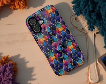 Purple gold Jewel Pattern Mystical Arabesque iPhone Case | MagSafe Magnetic Impact-Resistant