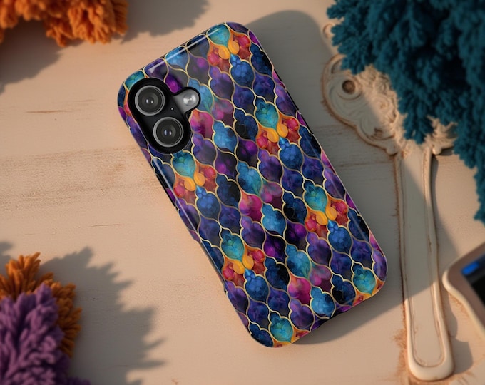 Purple gold Jewel Pattern Mystical Arabesque iPhone Case | MagSafe Magnetic Impact-Resistant