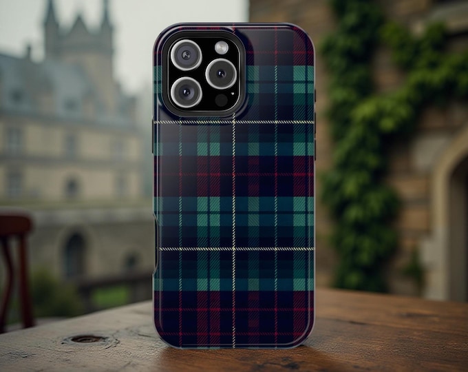 Tartan Plaid MagSafe iPhone Case: Dark Academia Dual Layer Cover