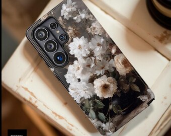 Vintage Moody Flower Art Tough Phone Case | Dual Layer Protection
