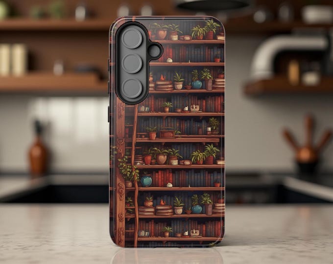 Book Case Shelves Vintage Garden aesthetic| Samsung Galaxy Tough Case S25 S24 S23 S22 S21 Plus Ultra Glossy or Matte