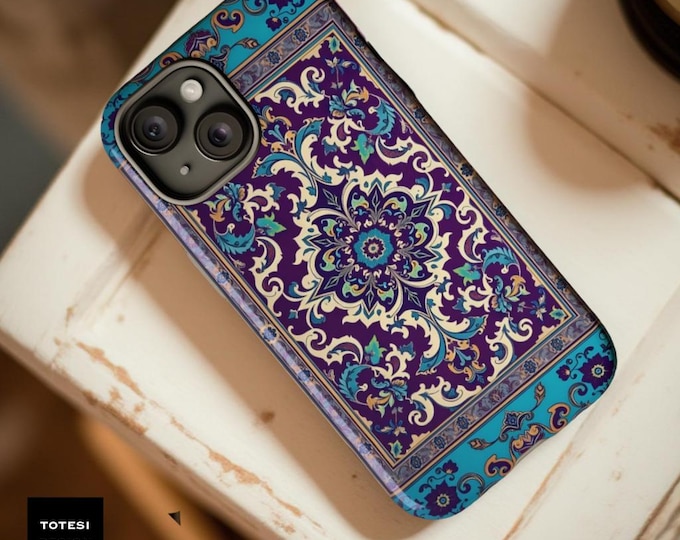 Vintage oriental Phone Case | Purple Blue Ornate Mandala Design | Durable iPhone & Samsung Cover