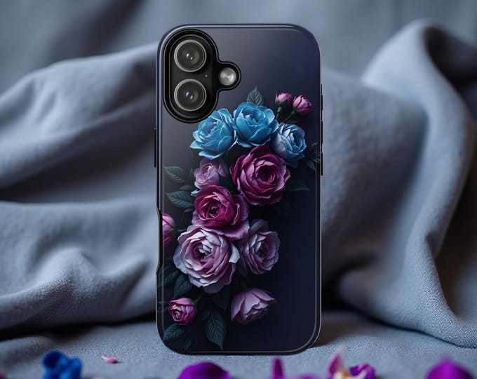 Midnight Bloom Plum Sapphire Tough Case Original Floral Art by TotesiDesign