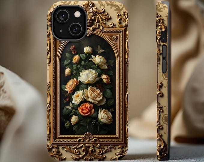 Ornate arty glam floral MagSafe magnetic iPhone tough case