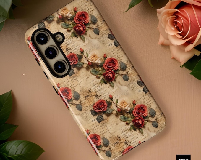 Vintage Roses Shabby Chic iPhone 11,12,13,14,15  Pro Max, Mini| Samsung Galaxy S21 S22 S23 S24 Plus Ultra |Glossy or Matte