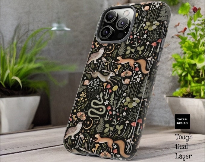Dark nature cottagecore forest owl fox goth witchy| iPhone Tough Cases 15 14 13 12 Pro Max Plus| Glossy or Mat