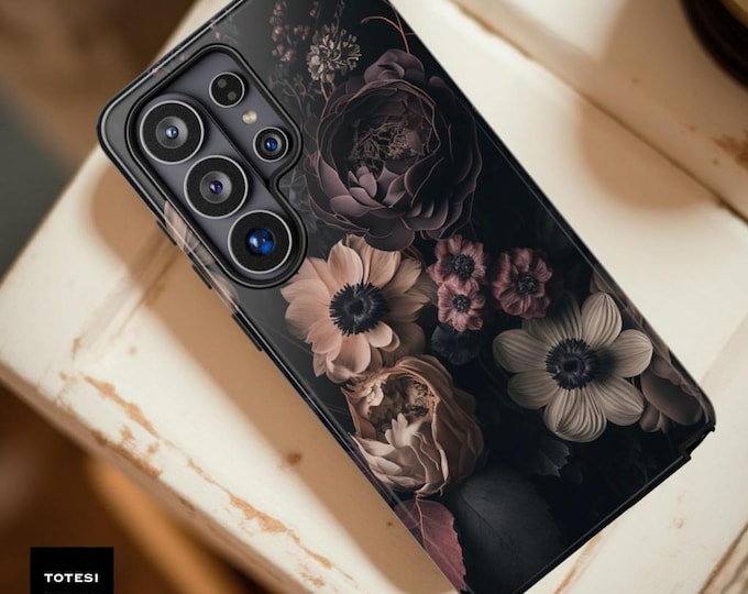 Dark Floral Academia Goth Tough Case | Samsung S26 S25 iPhone 17 16