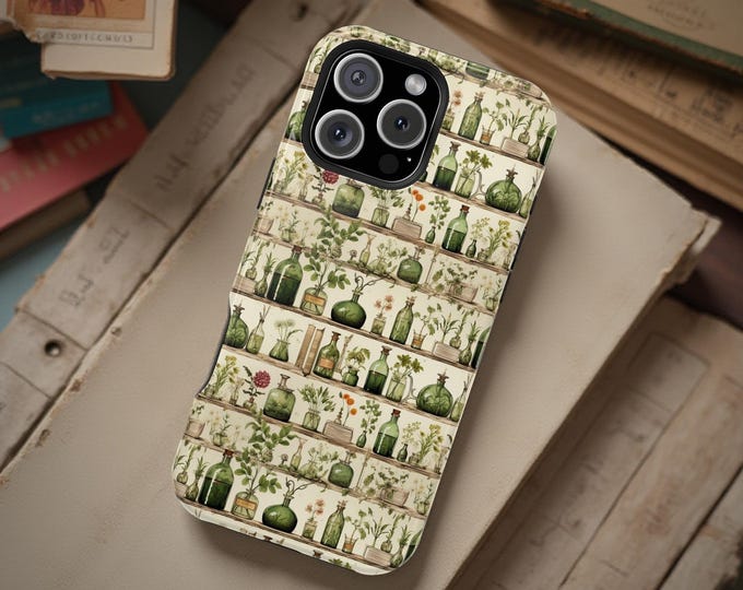 Botanical Apothecary Magnetic iPhone Case, Cute Plant Shelves Nature Gift for Mom, iPhone 16 15 14 13 Plus Pro Max, Tough Case