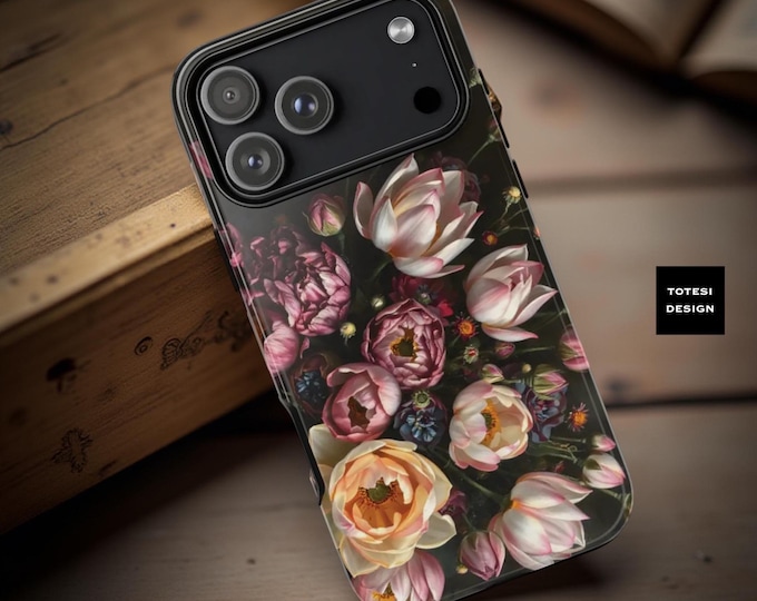 Dark Floral Academia iPhone Case: Victorian Gothic Tough Phone Cover