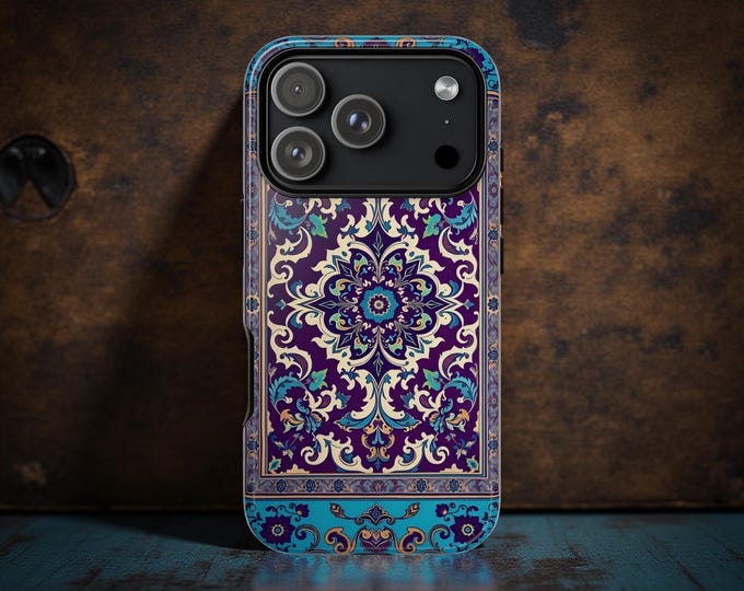 Vintage oriental Phone Case | Purple Blue Ornate Mandala Design | Durable iPhone & Samsung Cover