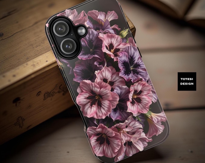 Dark Academia Floral iPhone Case: Gothic Moody Flowers, Tough Dual Layer