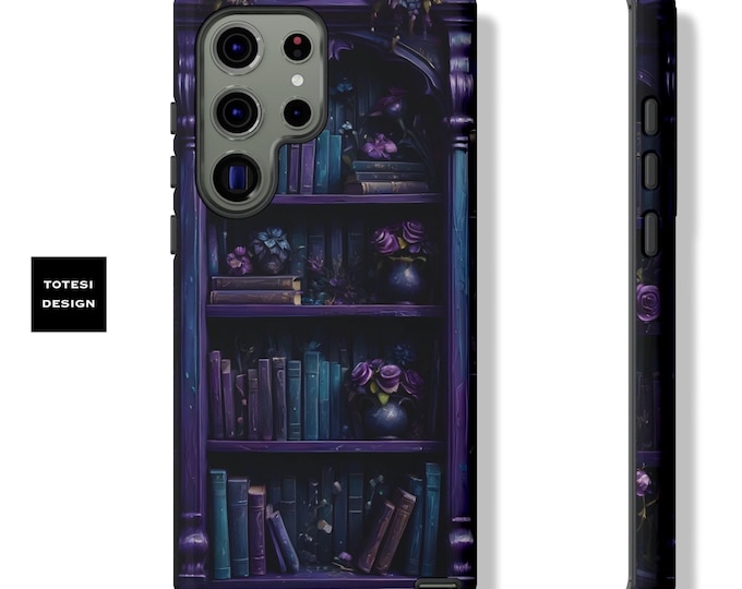 Tough Cases, Gothic Dark Academia Books Floral Bookish Phone Case | Birthday Gift for Bookworm Readers, iPhone Samsung Google
